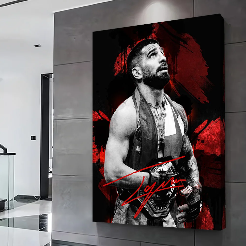 Ilia Topuria Boxer Champion Portrait Poster Customizable Printed Canvas Painting Wall Art Gift for Living Room Decorations Mural