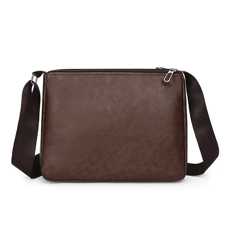 New Casual Men's Single-shoulder Bag, PU Horizontal Large-capacity Crossbody Bag, Simple Water-resistant Business Portable Bag