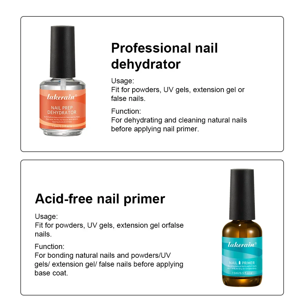 Gel de imprimación para uñas, deshidratador de preparación de secado rápido al aire para manicura, 2 piezas, 15ml