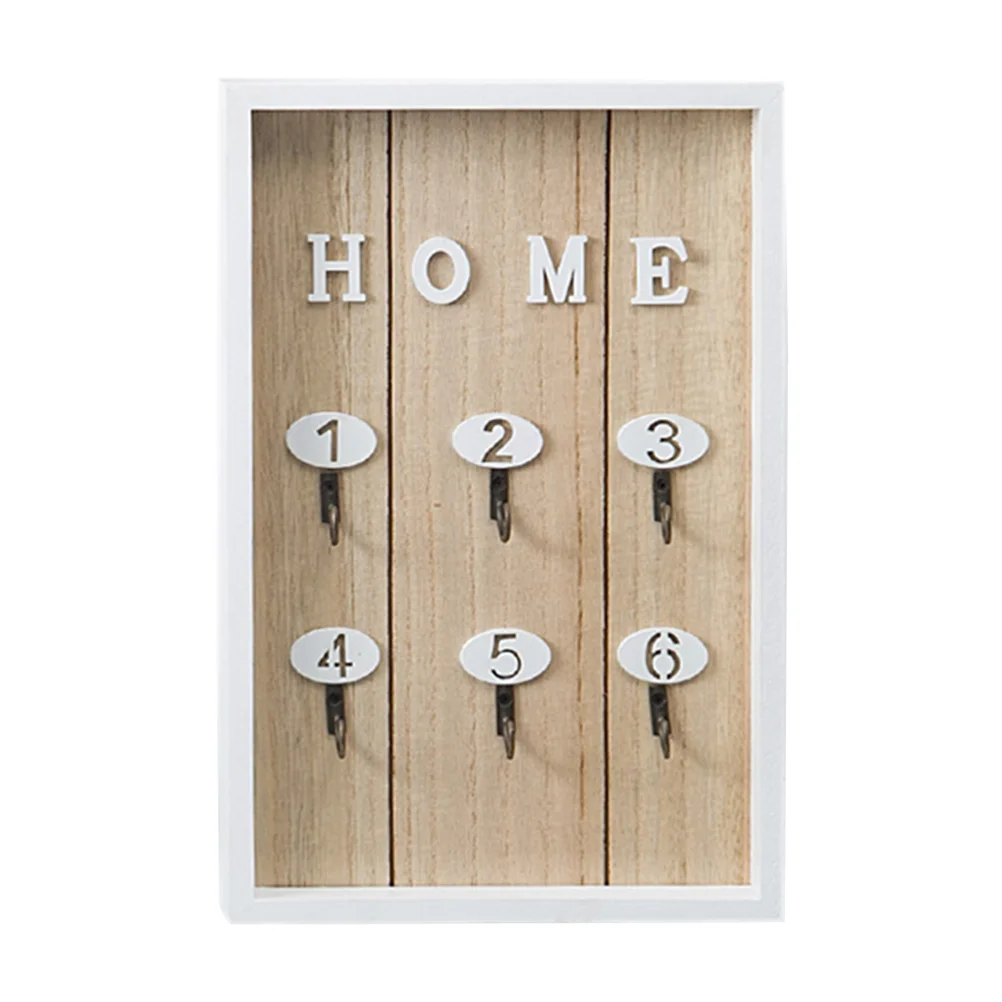 

Wall-mounted European Style Key Fob Hooks Cabinet with Keys Shelf Bracket Wooden Bamboo Hangers to Decorate Decorative