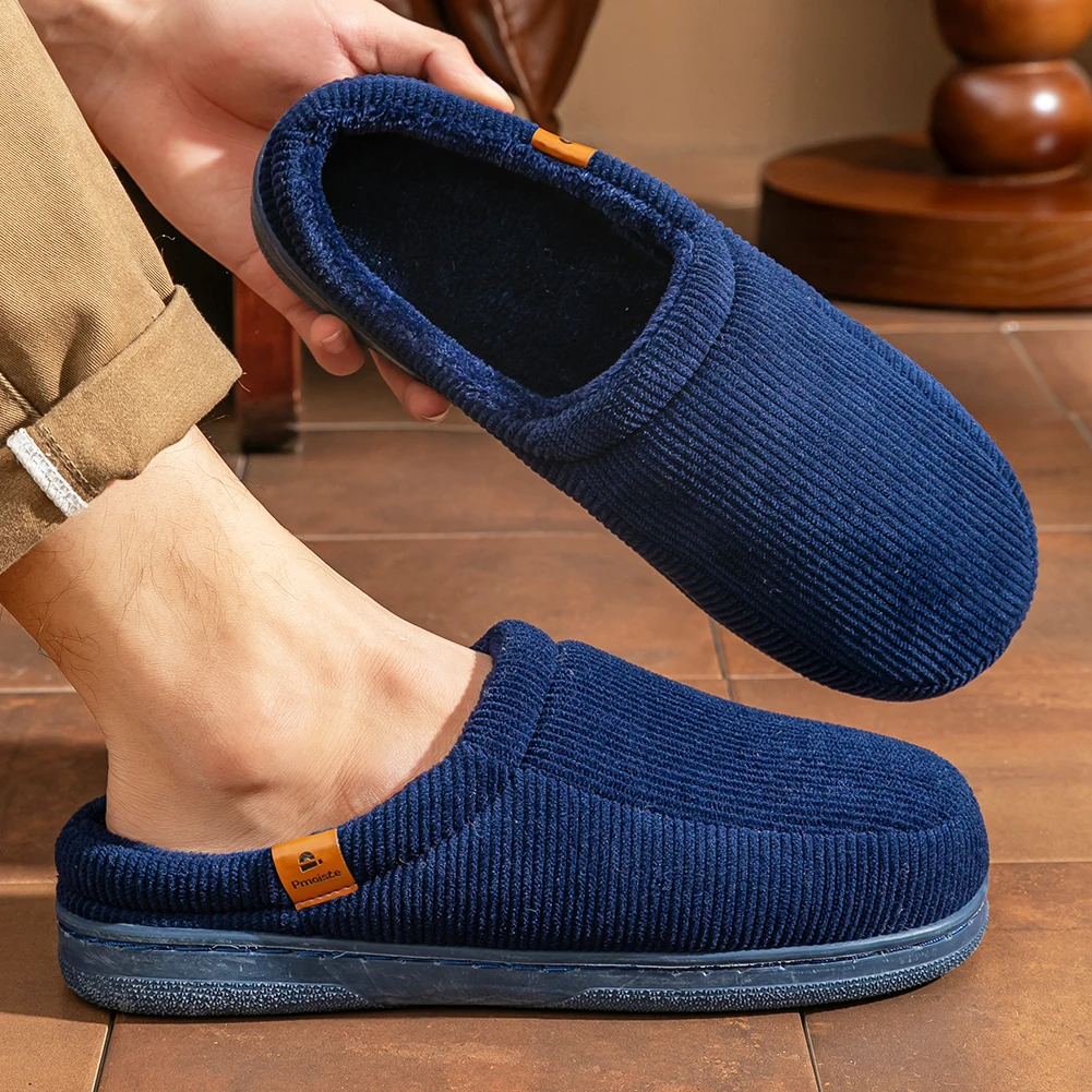 Winter-Herrenhausschuhe mit TPR-Sohle, rutschfestem Streifendesign, warm, weich, bequem, Memory-Schaum, Indoor-Freizeitschuhe – Detail 8