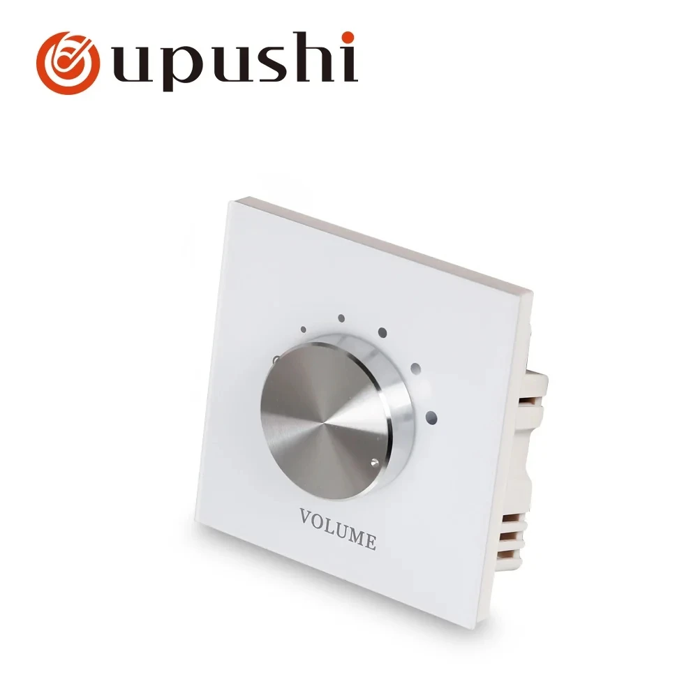 Oupushi 100W stereo speaker volume control with impedance matching wall mount rotary volume control knob on wall speaker switch