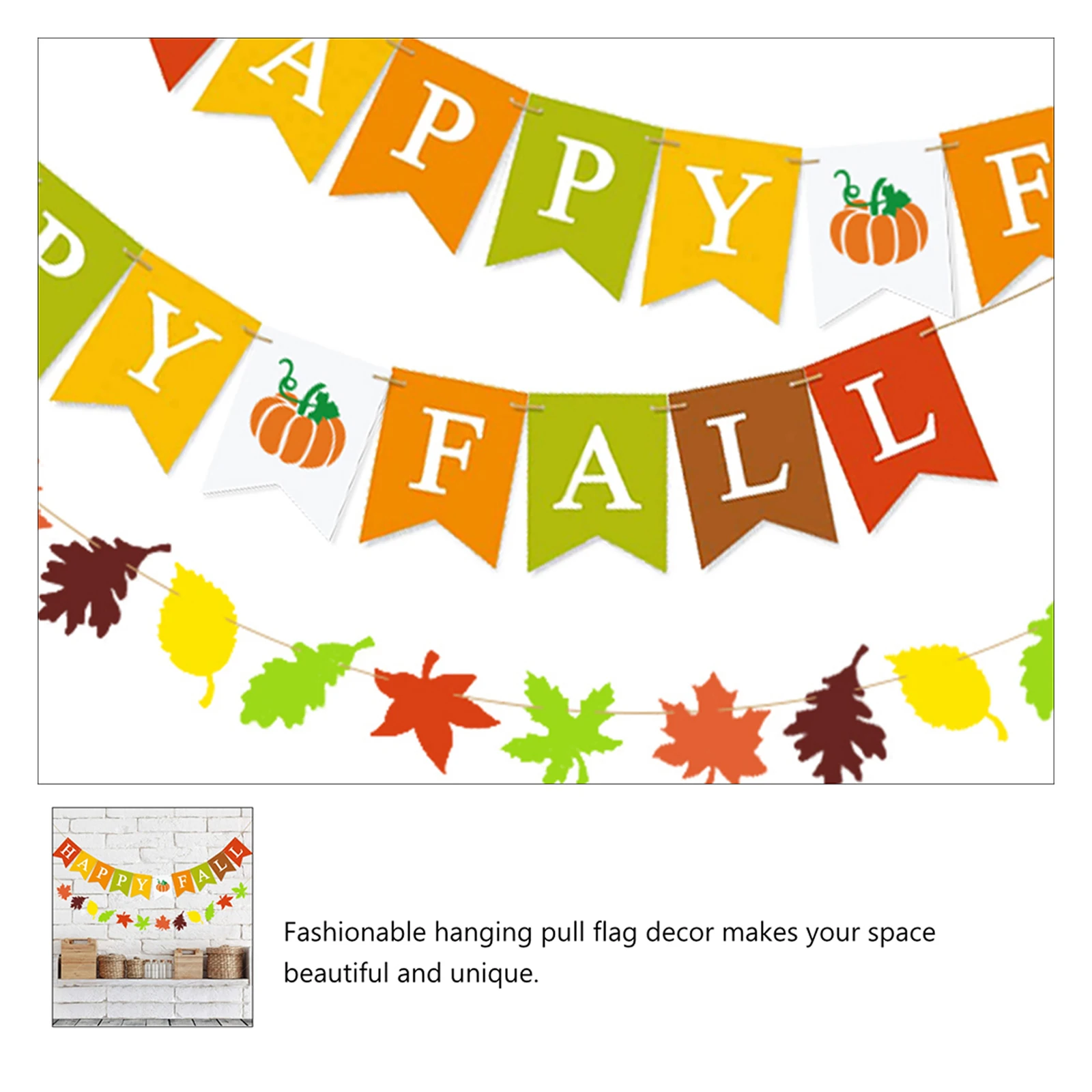 

2 pcs Party Decor Flags Swallowtail Alphabet Bunting For Thanksgiving Home Decoration Outdoor Indoor Pumpkin Pattern Hanging