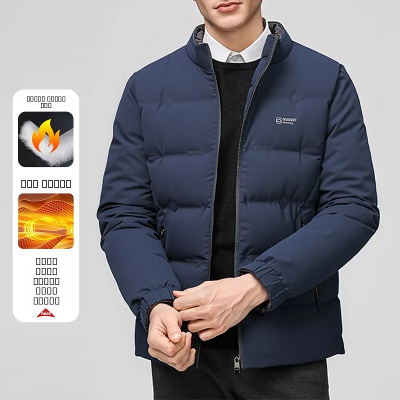 

Мужская повседневная хлопковая куртка, зимнее ветрозащитное новое пальто с 3D-стойкой, воротник-стойка из полиэфирного волокна, обычная длина