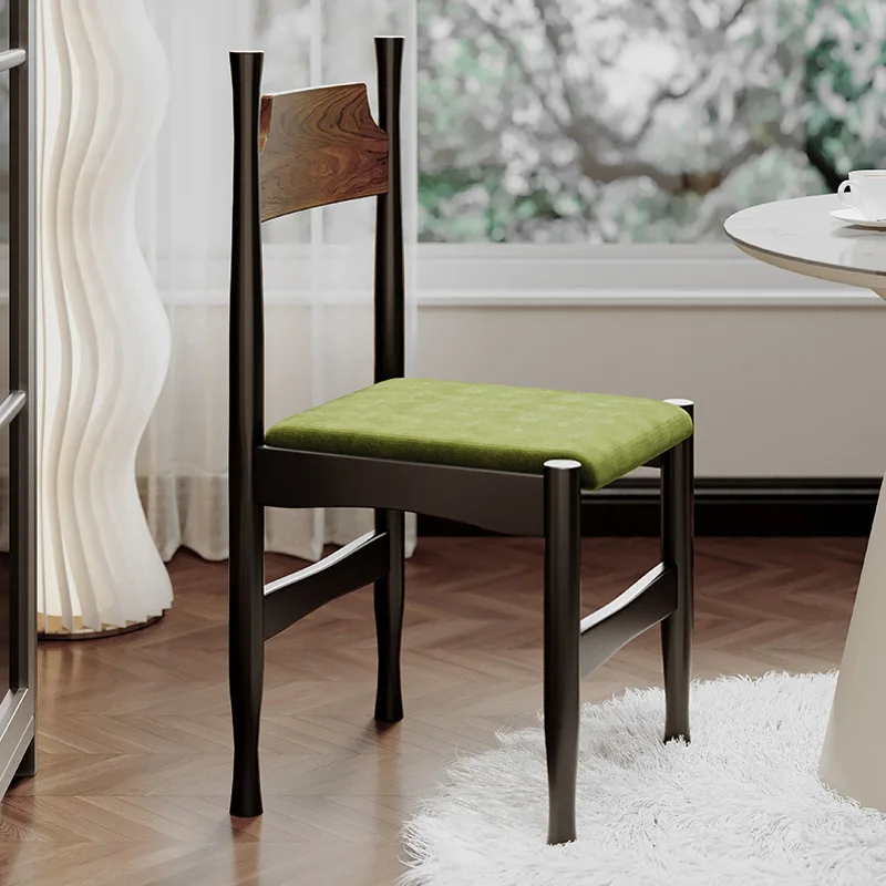 

Классический обеденный стул из массива дерева с мягким сиденьем, ретро-кресло для ресторана, домашний стул с мягкой спинкой