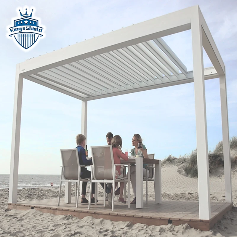 3x4m Powder Coated Aluminium Bioclimatic Motorized Louvre Roof Modern Luxury Pergola for Restaurant Sun Rain Protection Pro