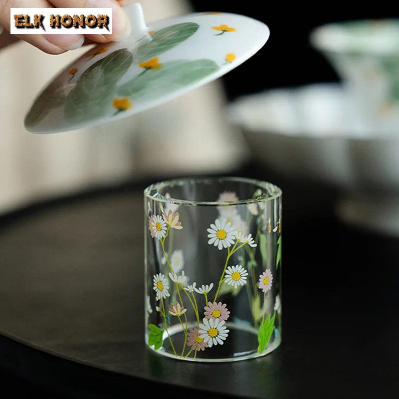Small Daisy Glass Teapot Cover Holder Luxury Pot Lid Stand Small Cover Frame Household Zisha Pot Lid Shelf Tea Ceremony Ornament