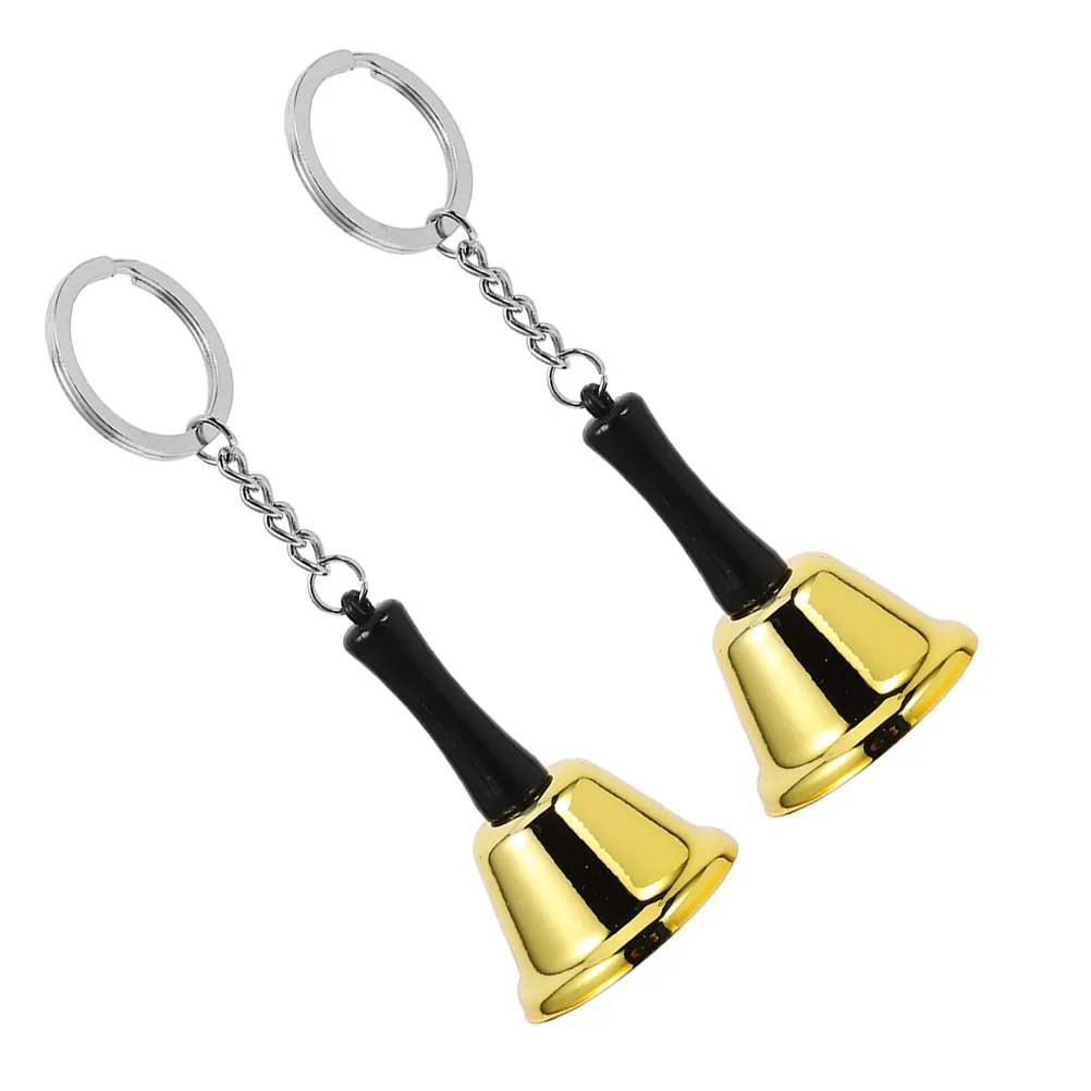 2Pcs Education Bell Metal Handheld Keychain Bell Portable Classroom Reception Dinner School Loud Clear Ringing