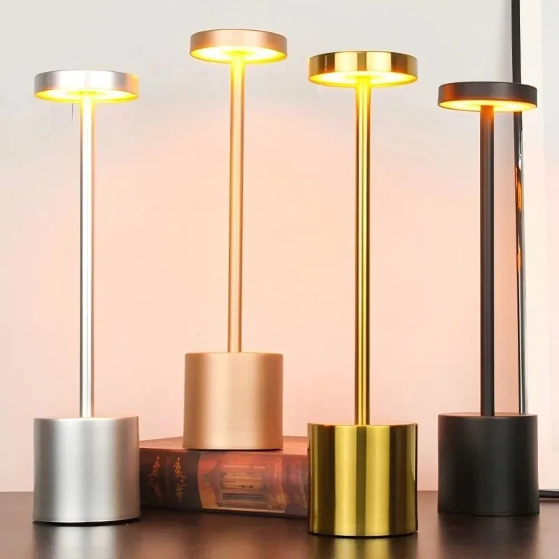 LED Table Lamp Touch Sensor Rechargeable Desktop Night Light Wireless Reading Lamp for Restaurant Hotel Bar Bedroom Decor Light
