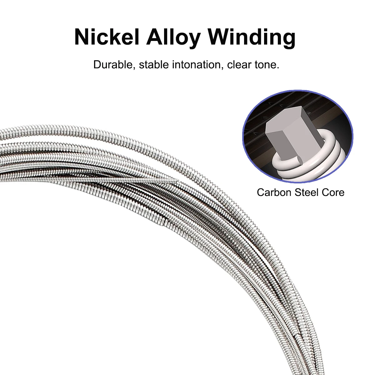 Miwayer 4/5 String Bass Strings Replacement – Nickel Plated Alloy Winding, Smooth Feel, Long Scale, for Electric Bass, 1 Set