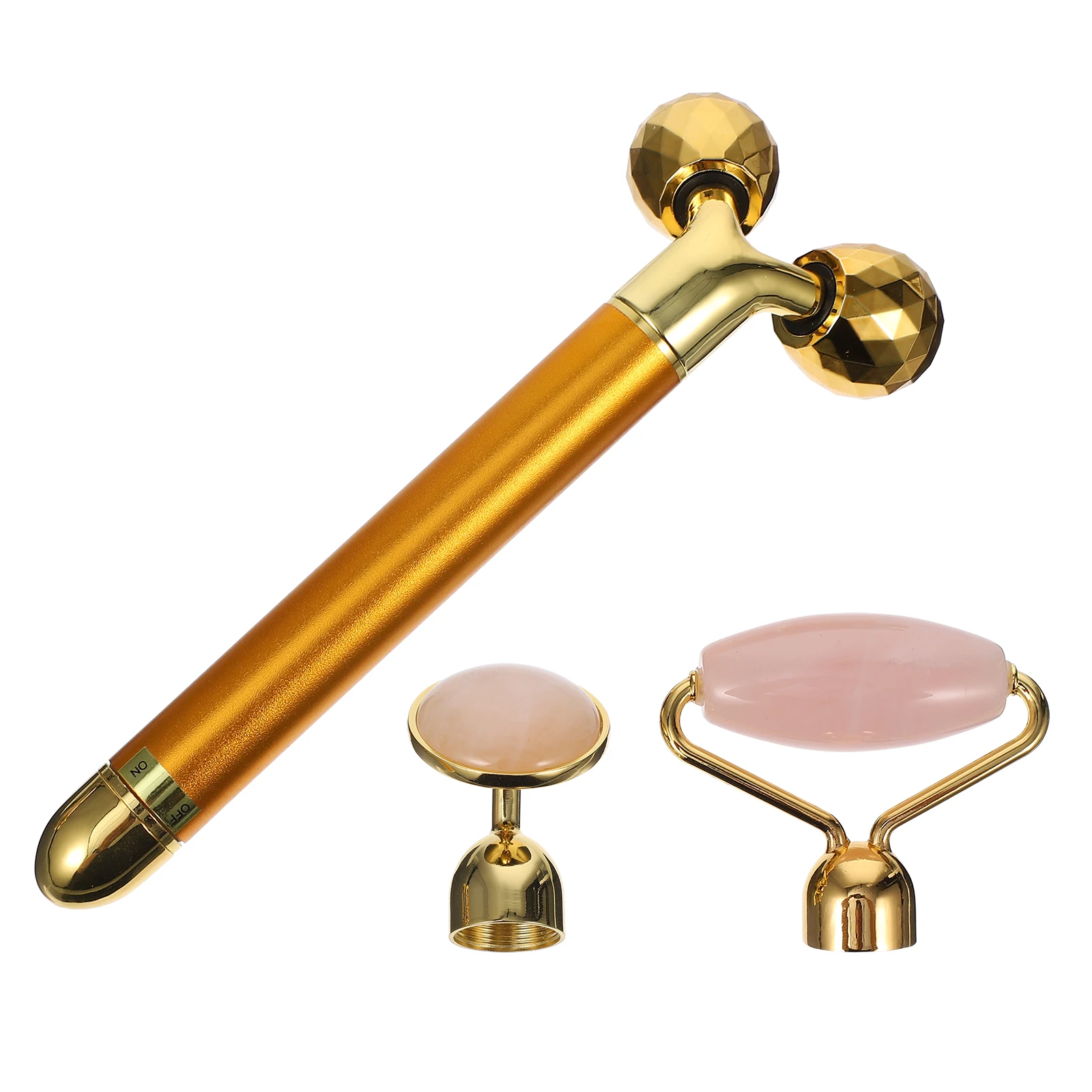 

Jade Face Roller Facial Massager Powder Crystal Zinc Alloy Anti-Aging Tool Reduce Eyes Dark Circles Stimulate