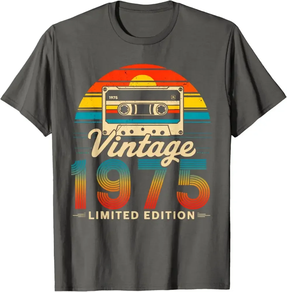 1975 Retro 50th Birthday T-Shirt Old Gifts 50 Years Vintage Born in Funny Y2k Clothes Street Fashion Graphic T Shirts Cotton #3