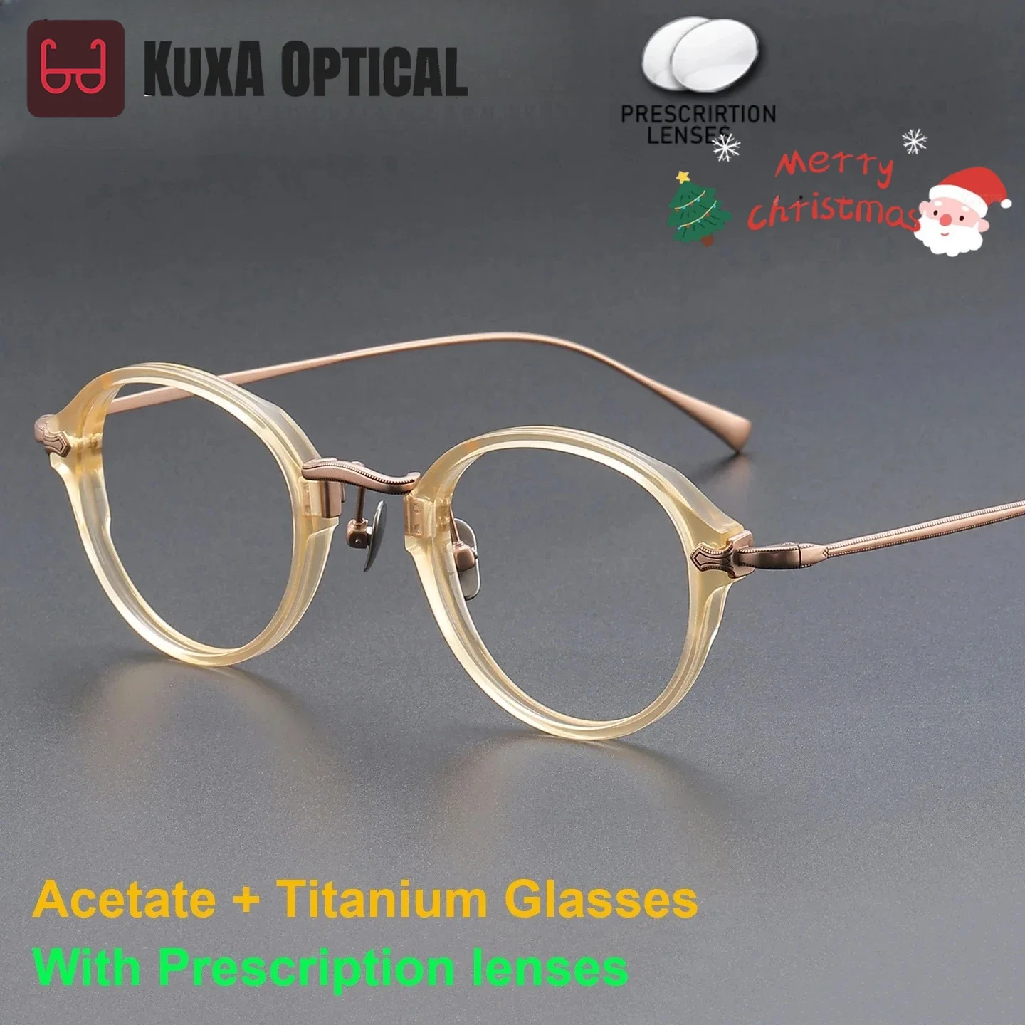 KUXA جديد خمر خلات إطار نظارات من التيتانيوم مع العدسات الطبية قصر النظر القراءة النظارات التقدمية الأشعة فوق البنفسجية المضادة للانعكاس #1