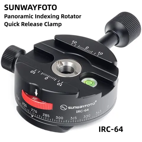SUNWAYFOTO IRC-64 4, 8, 12, 24 디텐트 클릭 정지 Arca 삼각대 헤드 파노라마 인덱싱 로테이터 퀵 릴리스 클램프