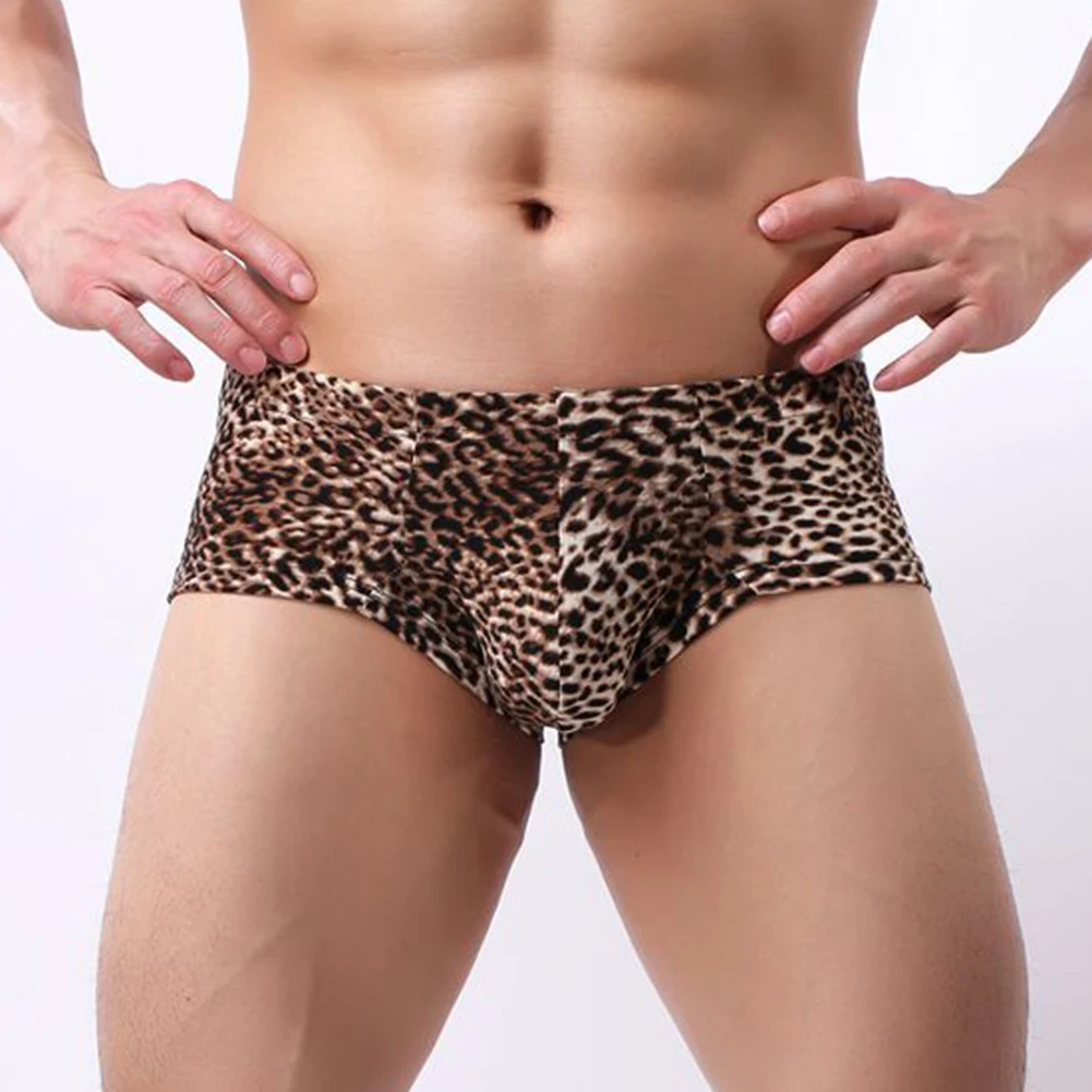 

Men Briefs Underwear Sexy Bulge Pouch Leopard Low Waist Short Underpants Soft Skin Friendly Panties Breathable Lingerie