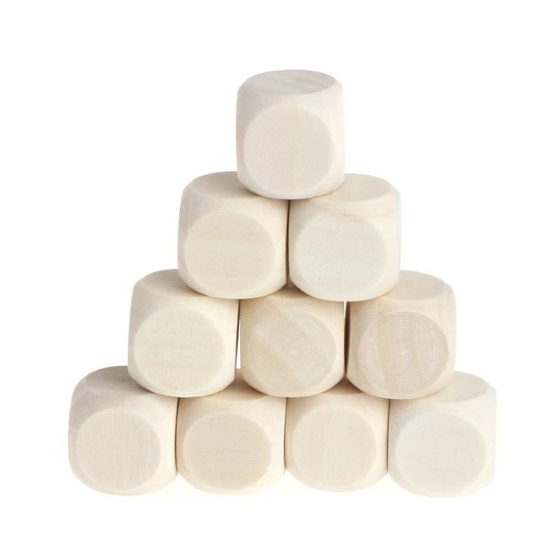 37JE Set of 10 Wooden Cubes Crafts Blank Set Six Sides Square Blocks for Making Crafts and DIY
