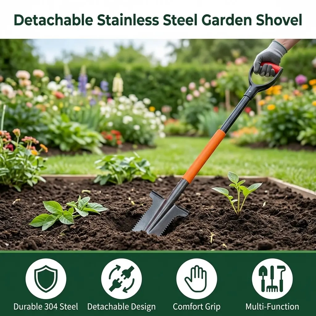 1pc Multi Function Digging Spade Heavy Duty 304 Stainless Steel Garden Shovel for Camping Yard Patio Outdoor Work Durable