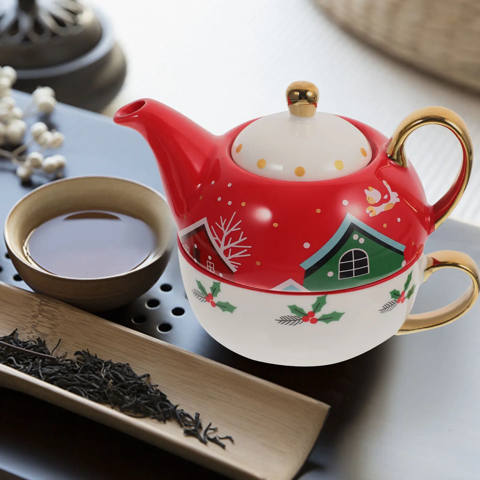 

Керамическая кофейная кружка, чашки и блюдца, кружка для воды, чайная чашка с рождественскими мотивами