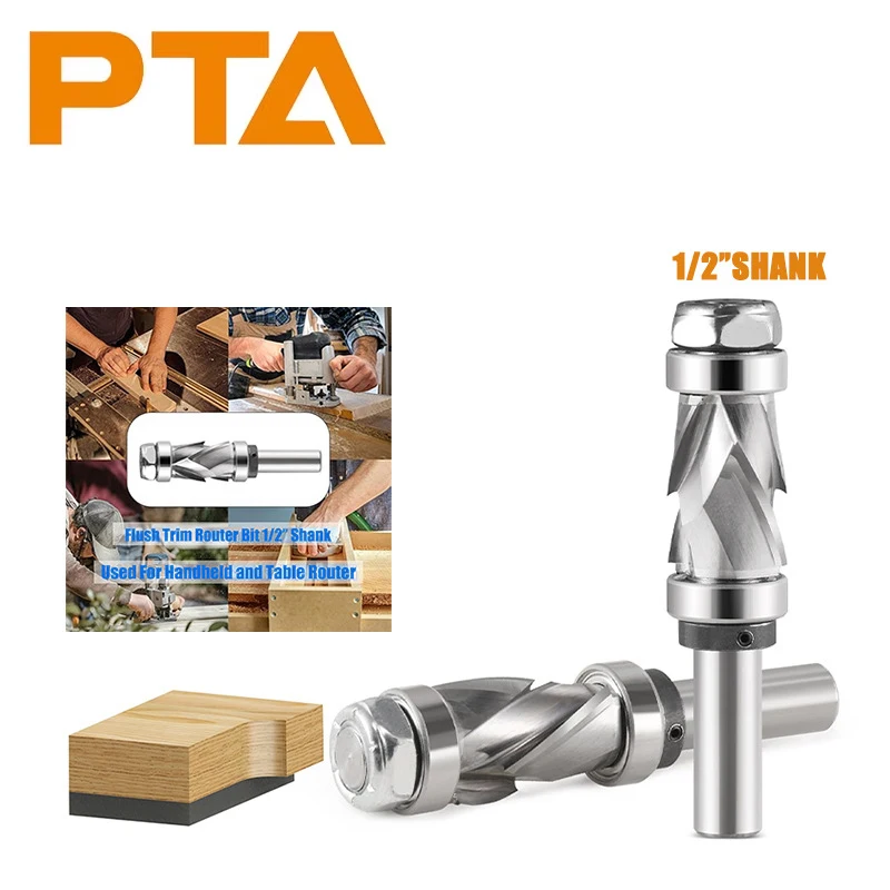 

1/2 Shank Bearing Ultra-Perfomance Compression Flush Trim Solid Carbide CNC Router Bit For Woodworking End Mill