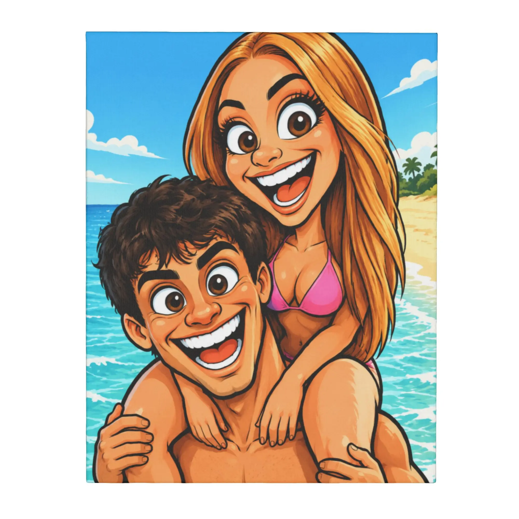 Comic Style Canvas Painting Wall Art Personalized Painting Unframed Art for Apartment  Unique Present for Friends 16x20inch,