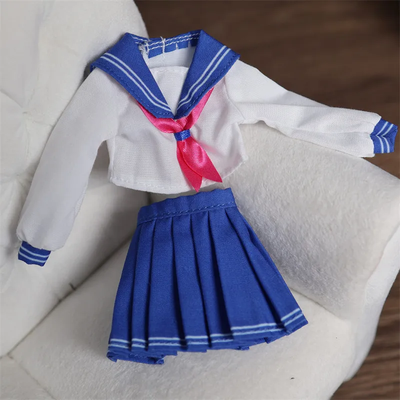 Maßstab 1:6, weiblicher, süßer Matrosenanzug im Preppy-Stil, Faltenrock, Soldatenkleidung, Modell für Ob24/26 Blythe Actionfiguren-Körper – Detail 27