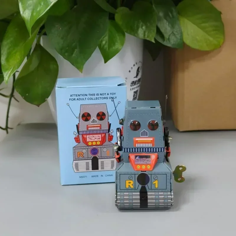 [Divertente] Collezione classica Orologio retrò Carica metallo Camminata Serbatoio di latta sonda lunare robot richiamo Giocattolo meccanico regalo per bambini