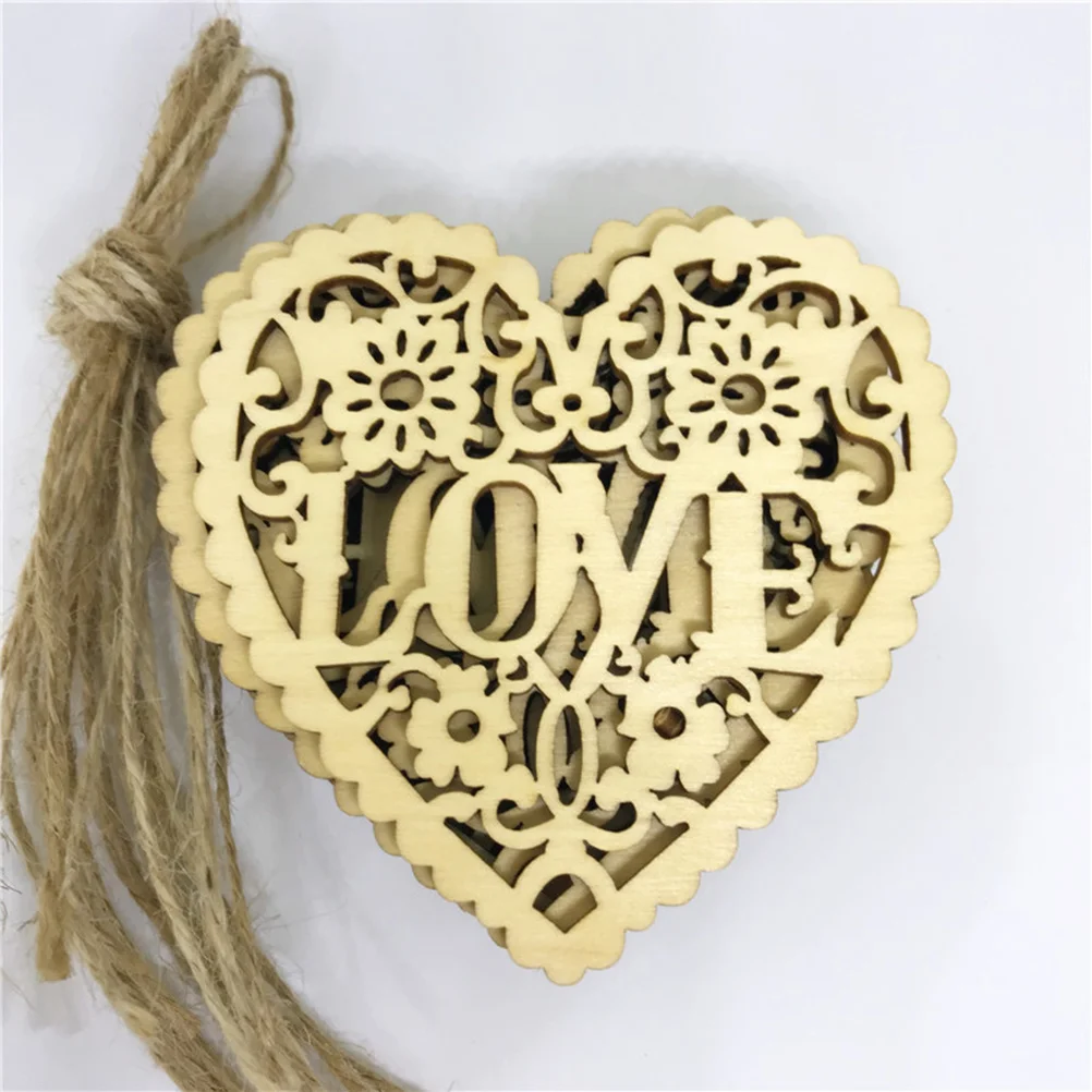 

20 pcs Wooden Heart Hanging Decoration 8X8X0.3Cm Natural Wood Smooth Diy Craft For Wedding Valentine Scrapbooking Sign Making