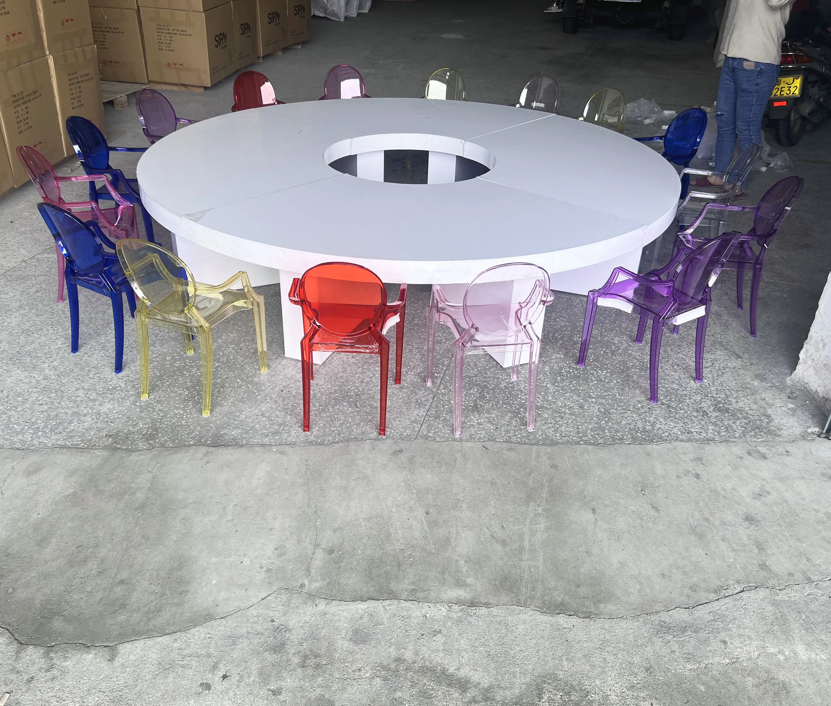 

io-White Serpentine Kids Tables Moon Kids White Event Party Birthday Tables 16seats for Children^