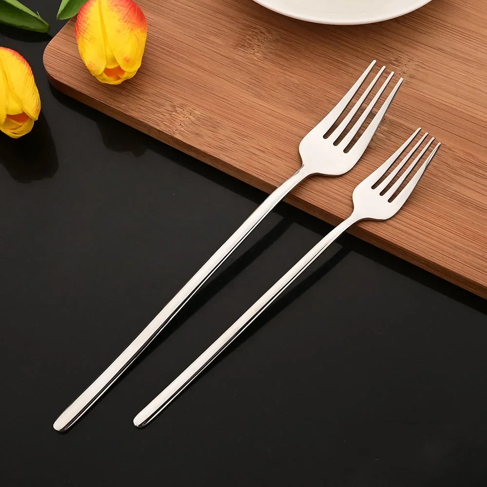 6Pcs Stainless Steel Cutlery Set Silver Tableware Dinnerware Set Fork Knife Teaspoon Dinner Silverware Kitchen Flatware Set