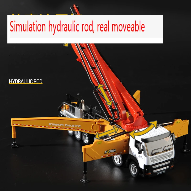 HUINA New Alloy Crane Tanker Simulated Hydraulic 1/50 Scale Cement Car Transport Truck Construction Car Toys GIft