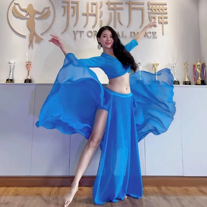 

Customized Belly Dancewear Practice Set Double Fork Large Swing Skirt Fairy Performance Costume Oriental Dance Dress Female