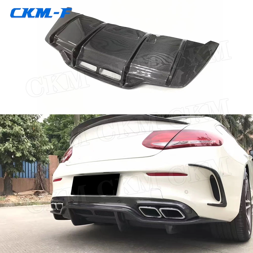 

P Style Carbon Fiber Rear Bumper Lip Diffuser for Mercedes Benz C Class W205 C205 C63 AMG Coupe 2015 2016 2017 Car Accessories