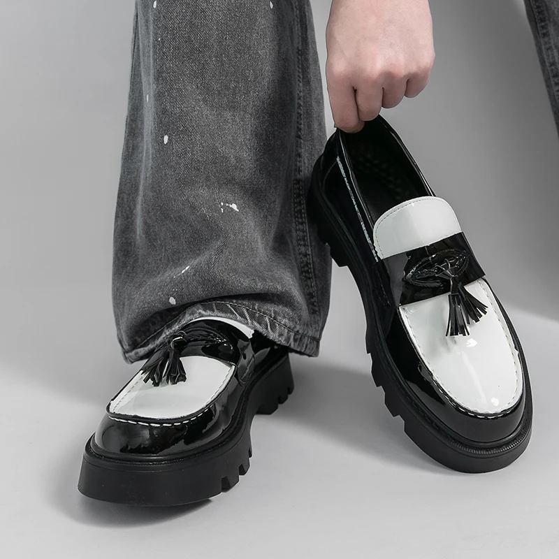 

Мужские лоферы из искусственной кожи на толстой подошве с декоративными кисточками, модные, профессиональные, классические, размеры 38-46