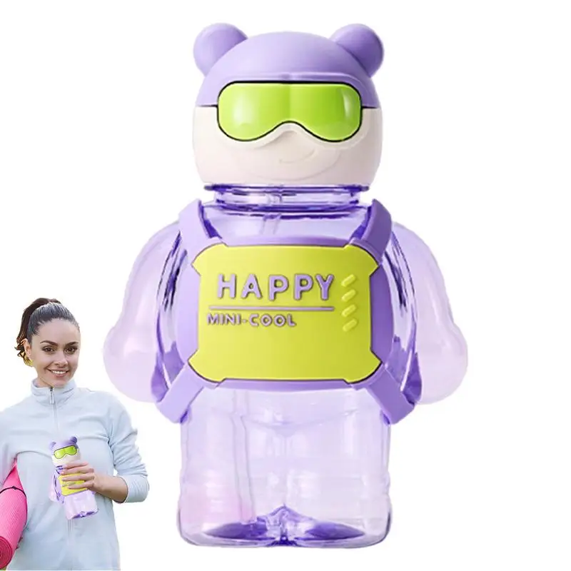 800ml Large Capacity Cartoon Bear Sippy Cup Children's Portable Backpack Kettle Water Bottle Mug With Straw Girl's Cup