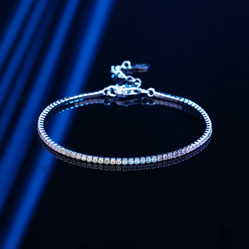 

Luxury Solid Platinum PT950 Rainbow Bracelet Full Diamond Moissanite Simple Exquisite Women's Bracelet