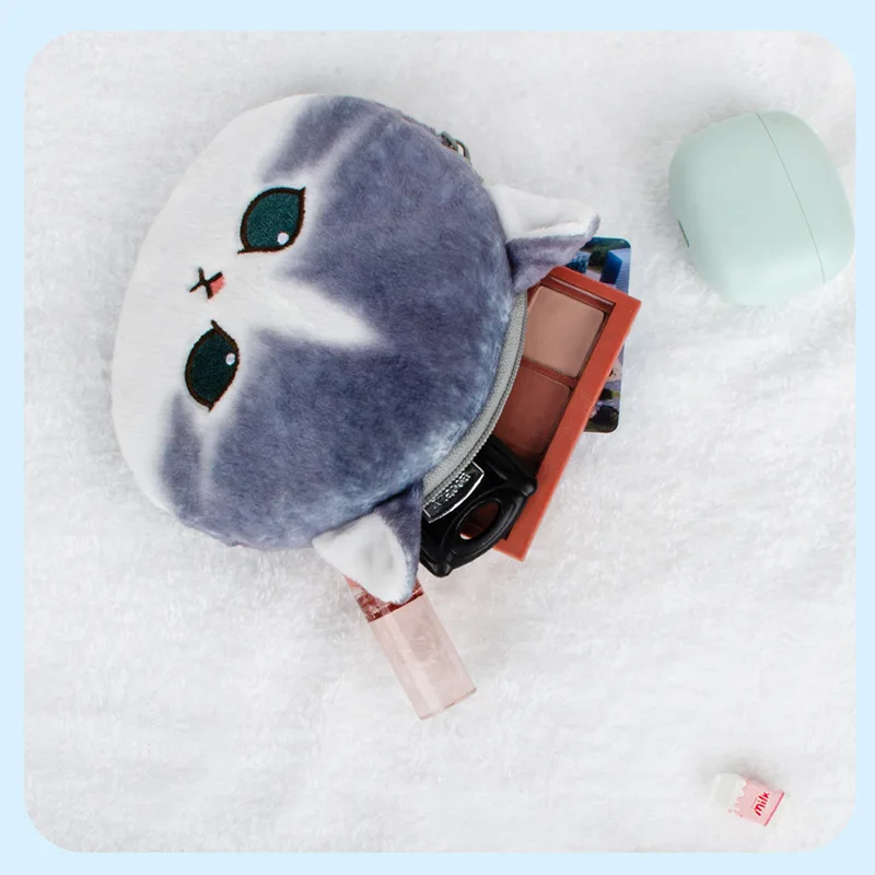 Genuine Mofusand Face Shaped Coin Purse Shark Cat Bag Hanging Accessories Keychain Plush Toy Cartoon Bag Girls' Gift