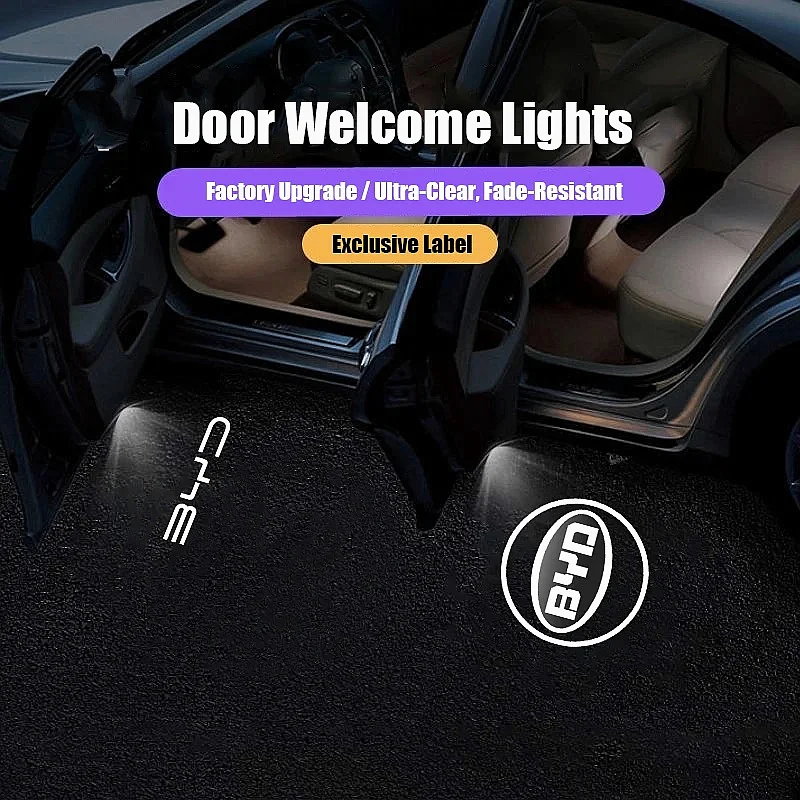 2Pcs HD LED Car Door Welcome Projector Light For BYD Atto 3 Seal Dolphin Han Tang Song Yuan Courtesy Shadow Lamp Exterior Decor