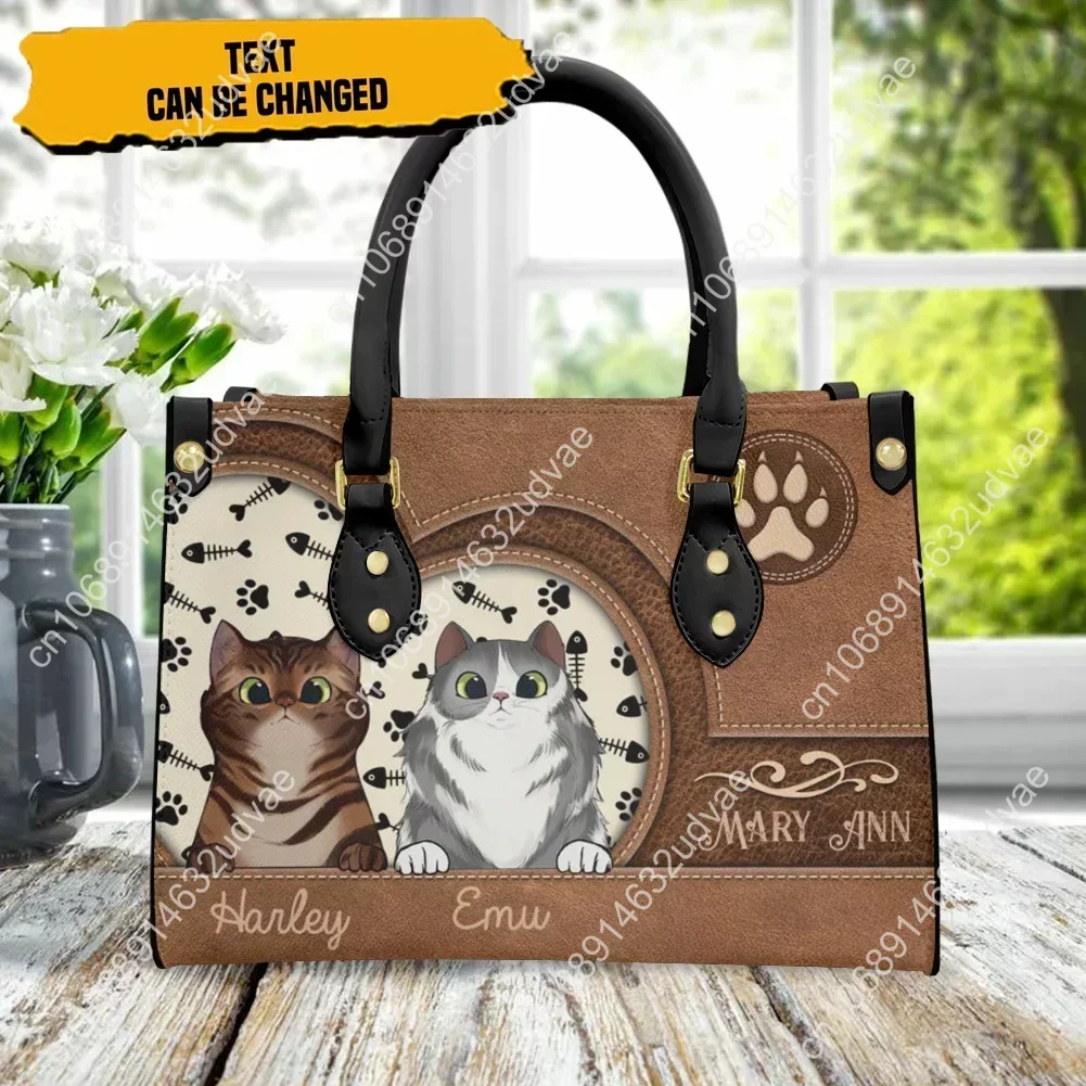 Cywgift Kawaii Cats Printing Women's Bag Designer Luxury Tote Bag for Ladies Female Fashion Leather Top Handle Bags Bolsa Mujer