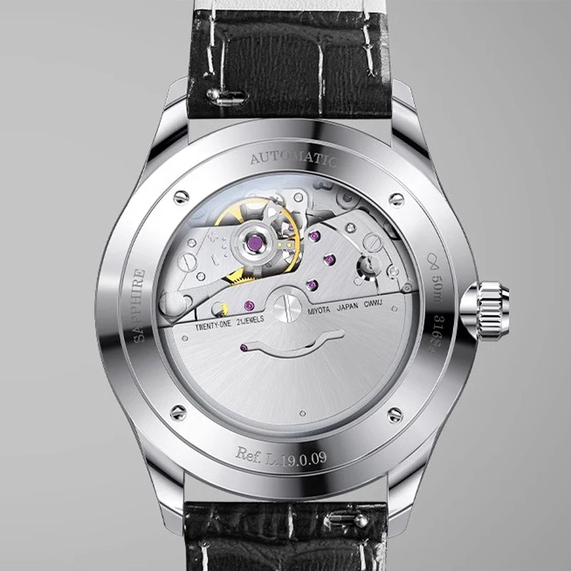 LOBINNI Men Business Commuter Automatic Mechanical Watch Luxury Miyota 8205 Movement Watches Sapphire Glass Waterproof Clock