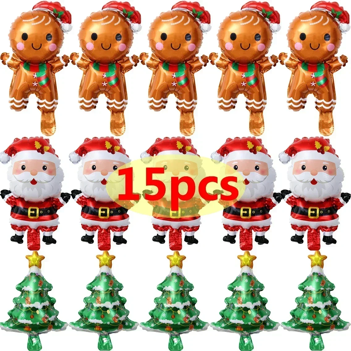 1-15PCS Christmas Balloons Aluminum Foil Small Balloon Toy Xmas Tree Gingerbread Man Santa Birthday Party Holiday Decoration