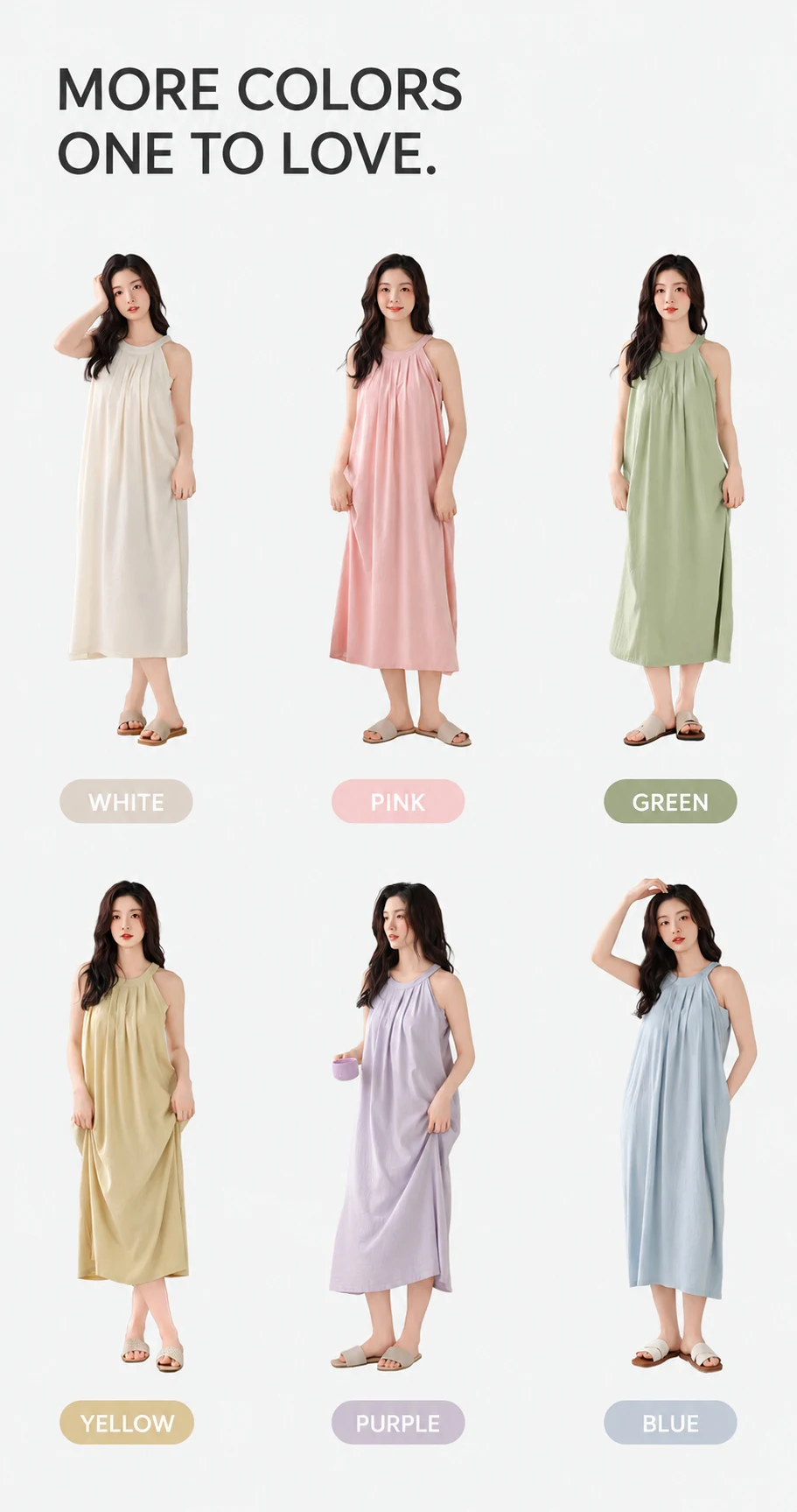 Damen Gepolstertes Ärmelloses Nachthemd mit Eingebautem BH, Herausnehmbaren Polstern, Langes, Weiches Schlafkleid, Sommer-Loungewear, Hauskleid mit Tasche – Detail 2