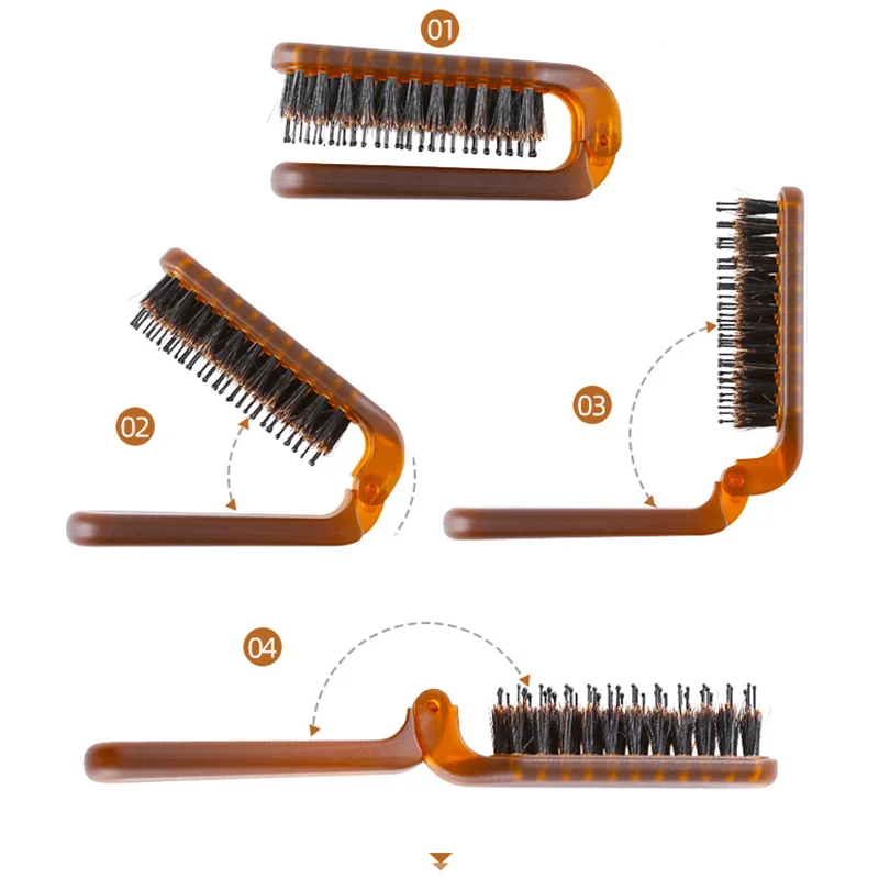 Brosses à Cheveux Pliables en Bois, Poils de Sanglier, Ligne Fine, Extension, Poche, Peigne Pliable, Outils de Coiffure