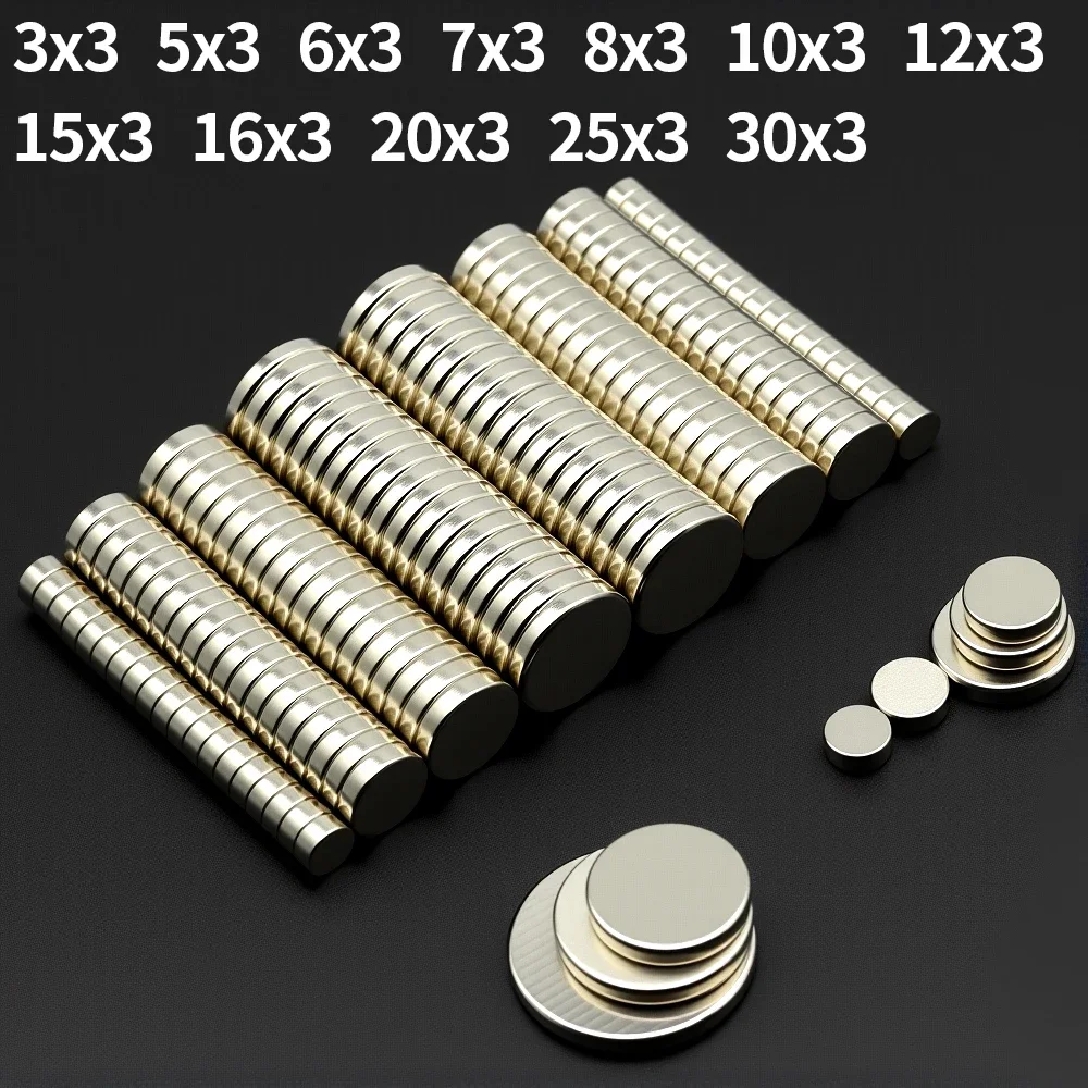 5/6/8/10/12/15/20/25x3mm Round Super Strong Magnet Powerful Neodymium Magnets N35 NdfeB Permanent Magnetic imanes Refrigerator