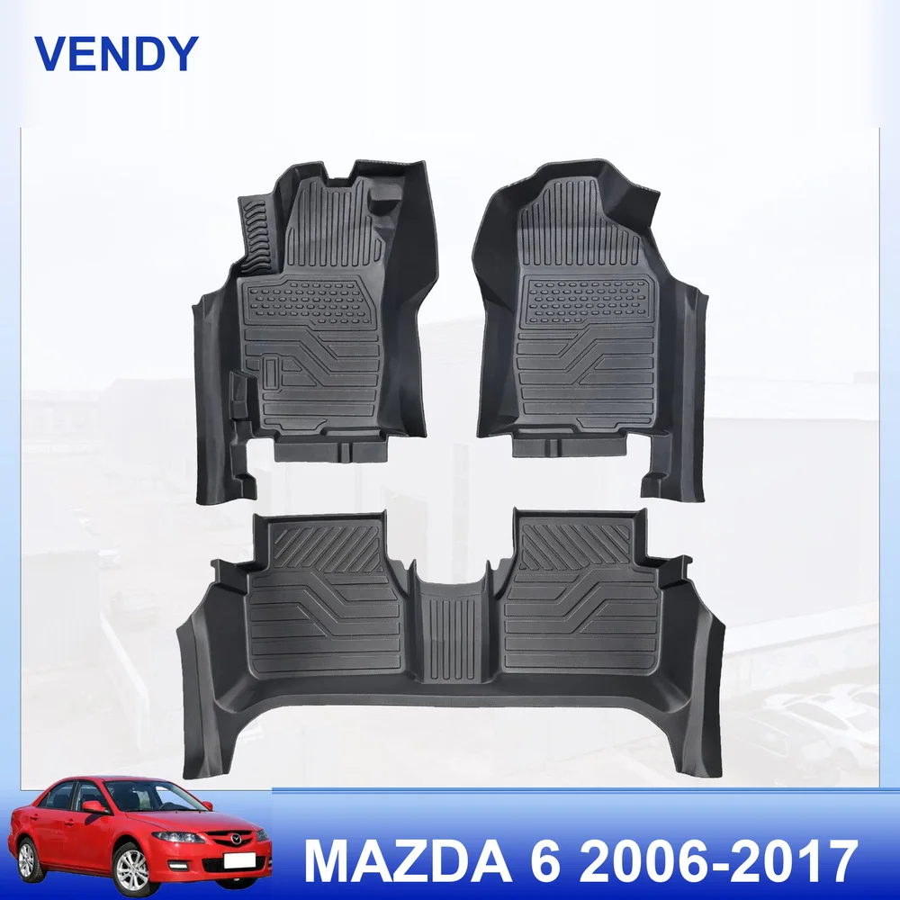 TPE Car Floor Mats Custom Fit for Mazda 6 2006-2017 Left Hand Drive Full Set All Weather Waterproof Easy to Clean