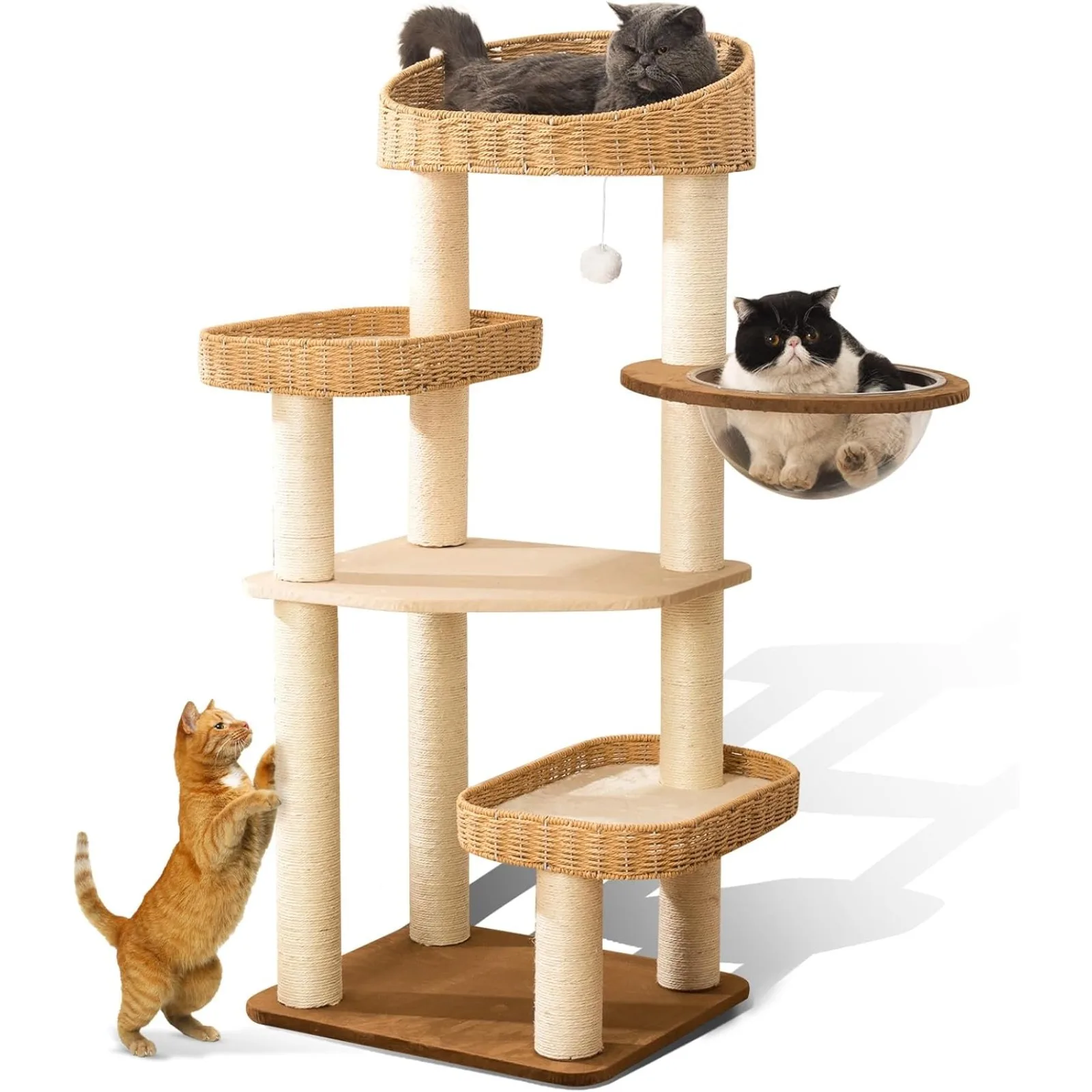 US Tree Tower for Indoor Cats, House Condo for Large , Modern Tall Tree Manual Hand Woven with Sisal