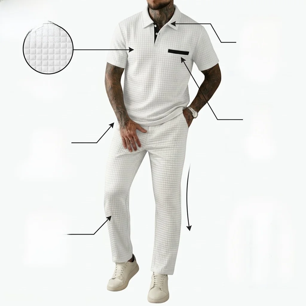 

New 2026 Color Short Sleeve Shirt And Long Pants Set Casual Sportswear Polyester Fiber 80% Other Materials 20%