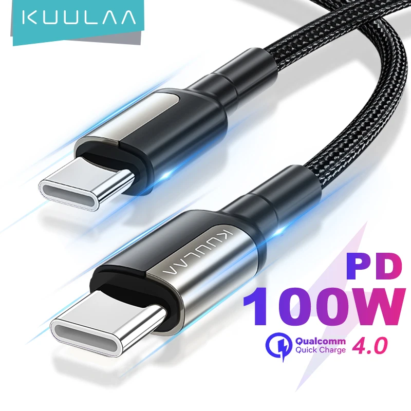 KUULAA USB C to USB Type C Cable PD 100W Fast Charging For Samsung S10 S9 MacBook iPad Huawei Quick Charge Wire USBC Cable