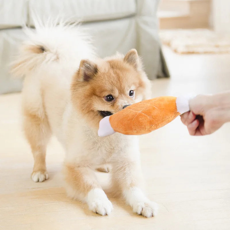 Plüsch Quietschendes realistisches Hühnerbeinknochen Haustierspielzeug Interaktives Kauspielzeug für Hunde Katzen Zahnreinigung Heimtierbedarf