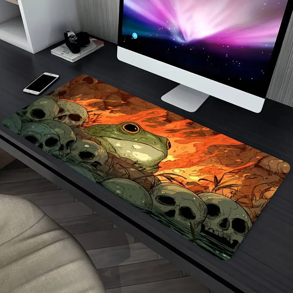 Horror Skull Frog Large Desk Mat Non Slip Gaming Mouse Pad Stitched Edge Dark Jungle Keyboard Mat for PC Laptop Office Desktop
