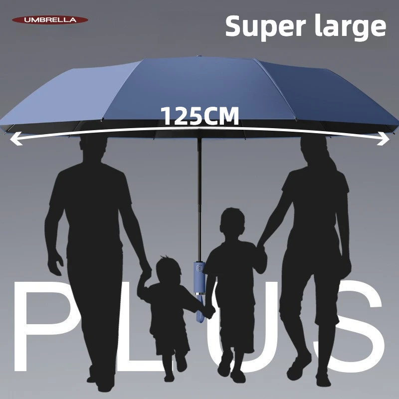 

125CM Large Windproof Automatic Folding Umbrella, Sun UV UPF50+ Protection Parasol, Rain Umbrellas for Man and Women